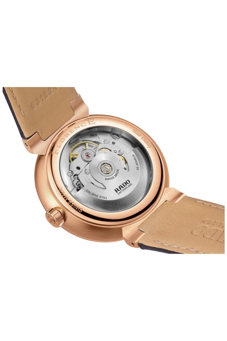 Florence Automatic Leather Strap Watch, 39mm, Alternate, color, BROWN