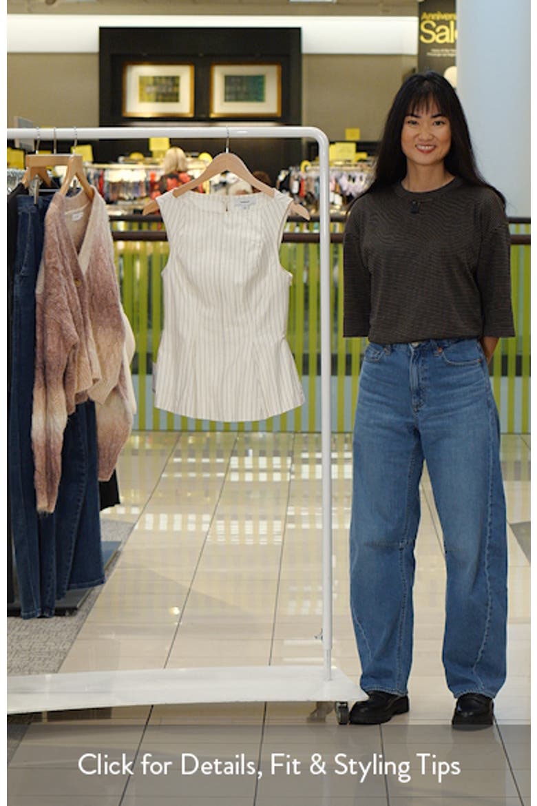 Striped High Neck Peplum Top video