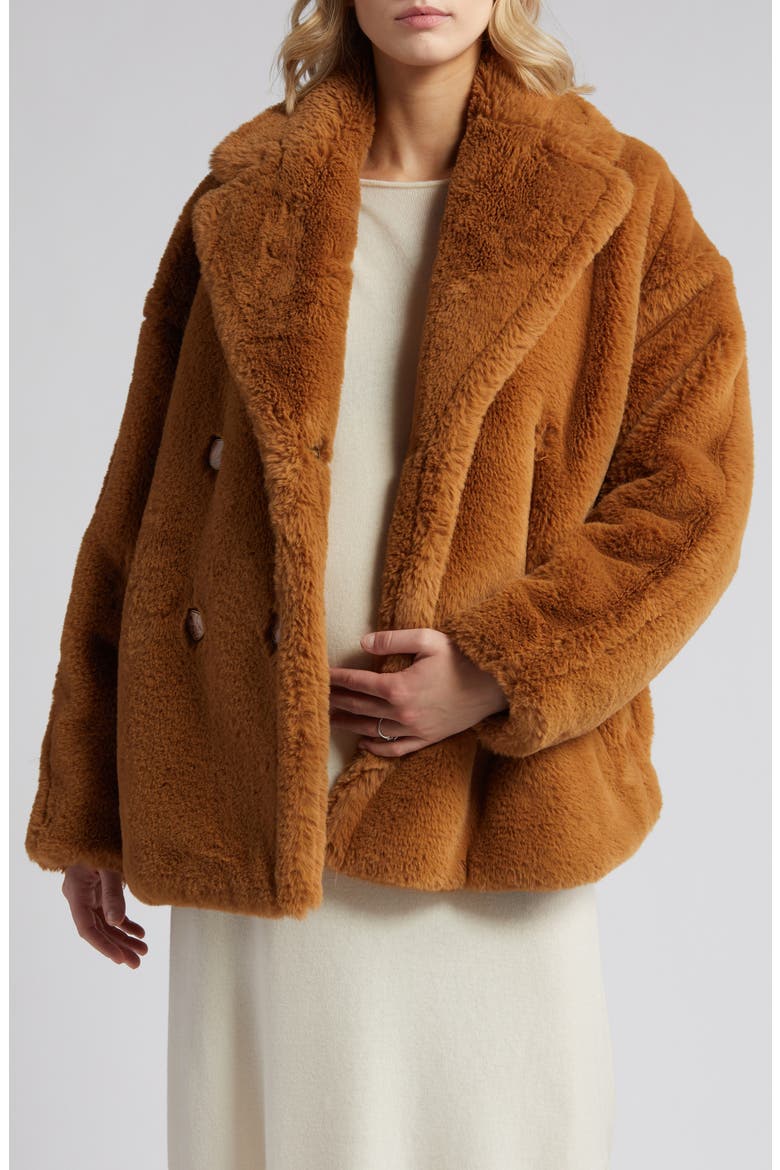 Maia Faux Fur Coat, Main, color, BROWN