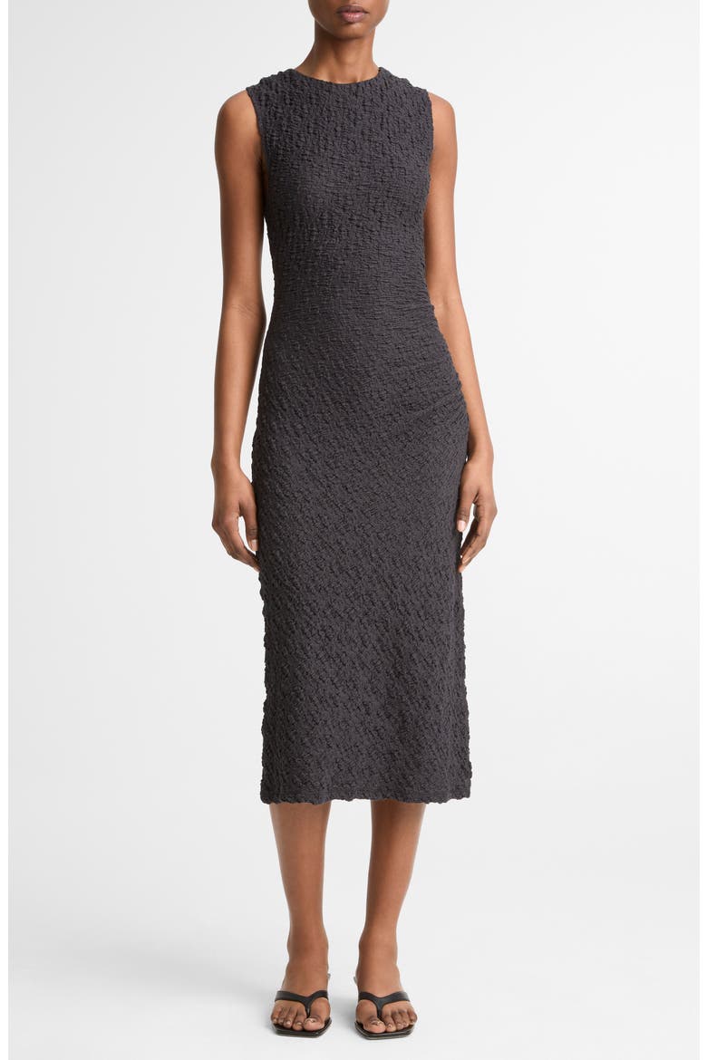 Textured Ruched Side Sleeveless Dress, Main, color, INK