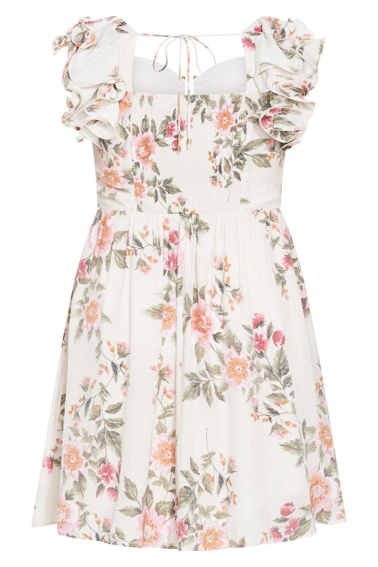 Alma Notched Ruffle Sleeve Minidress, Alternate, color, ELEGANT FLORAL PRINT