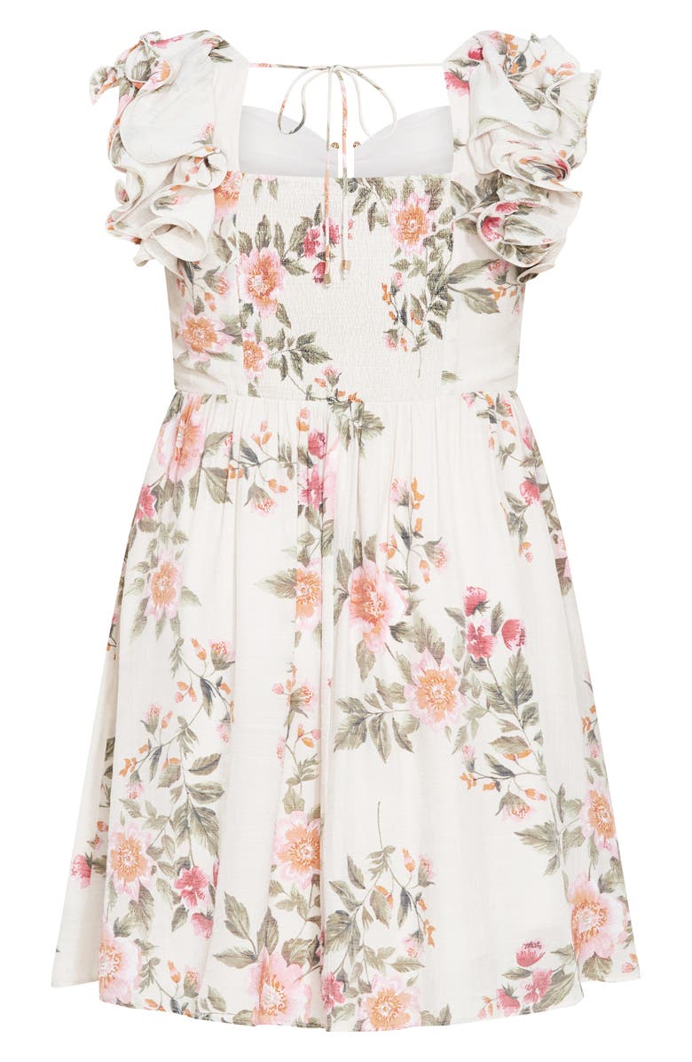 City Chic Alma Notched Ruffle Sleeve Minidress, Alternate, color, Elegant Floral Print