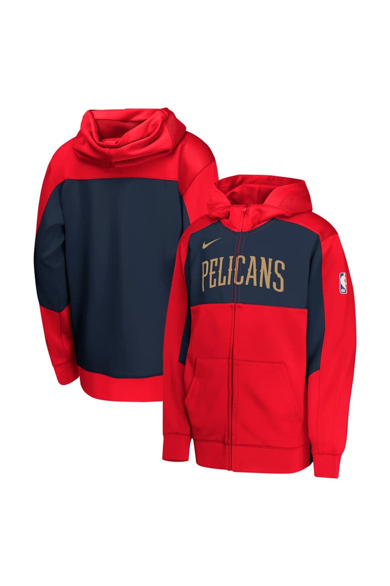 Youth Nike Red/Navy New Orleans Pelicans Authentic On-Court Showtime Performance Full-Zip Hoodie, Alternate, color, Red