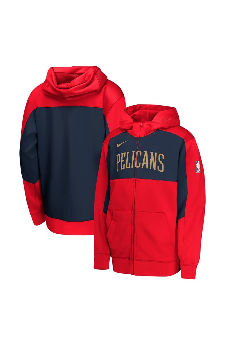 Nike Youth Nike Red/Navy New Orleans Pelicans Authentic On-Court Showtime Performance Full-Zip Hoodie, Alternate, color, Red