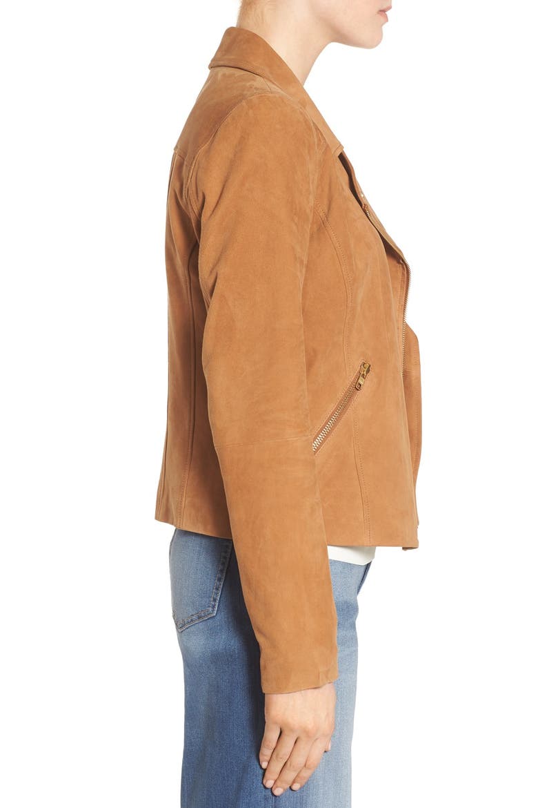 Suede Moto Jacket, Alternate, color, TAN COGNAC