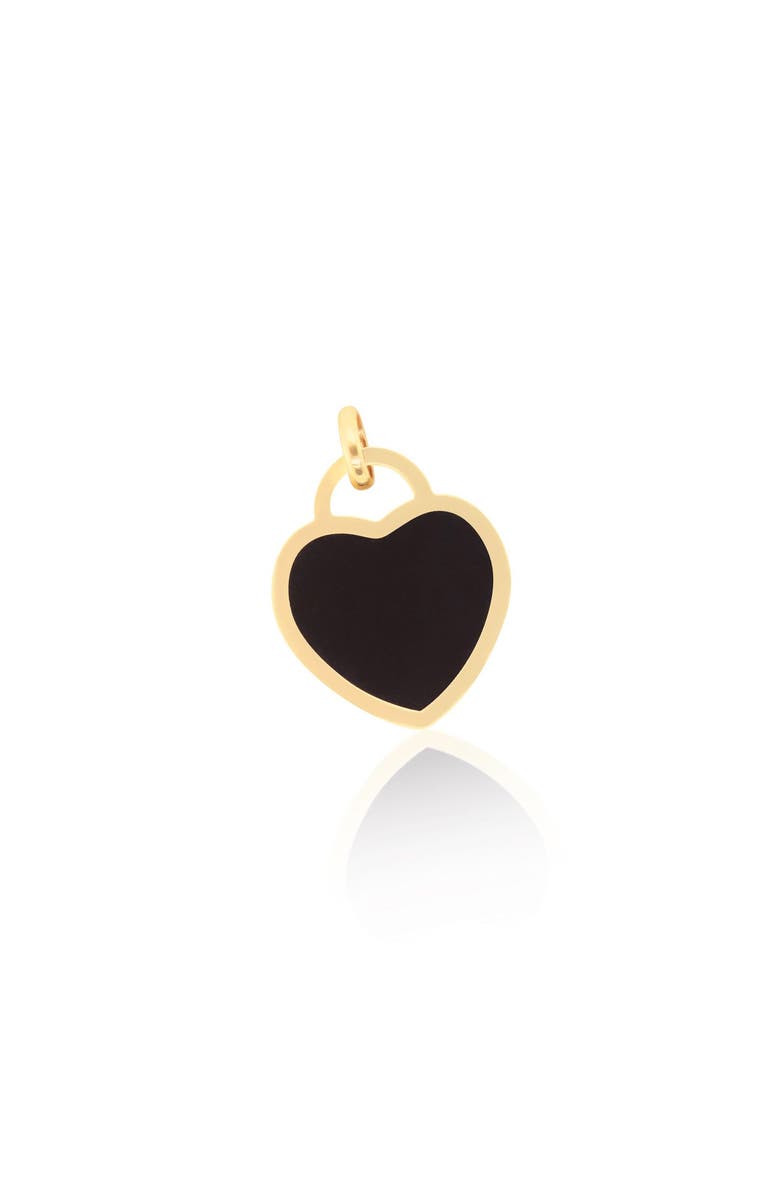 The Lovery Fine Jewelry Onyx Heart Padlock Charm, Main, color, Onyx
