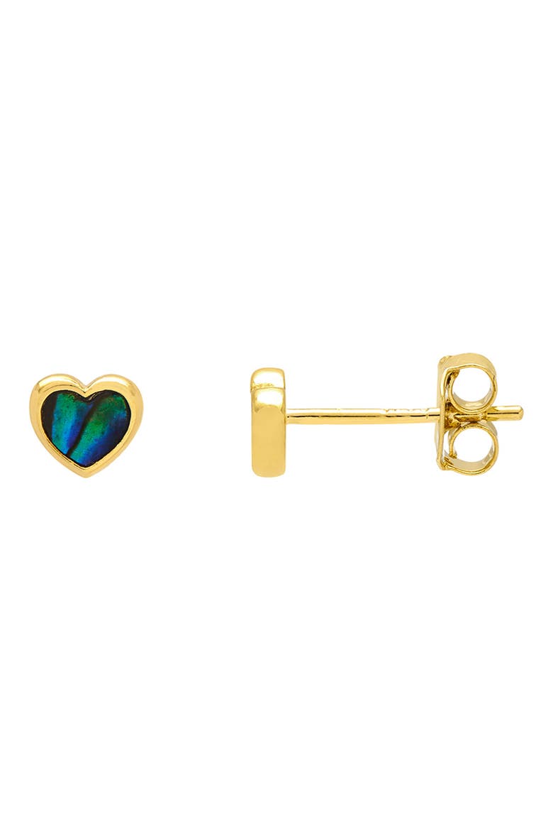 Abalone Heart Stud Earrings, Main, color, GOLD