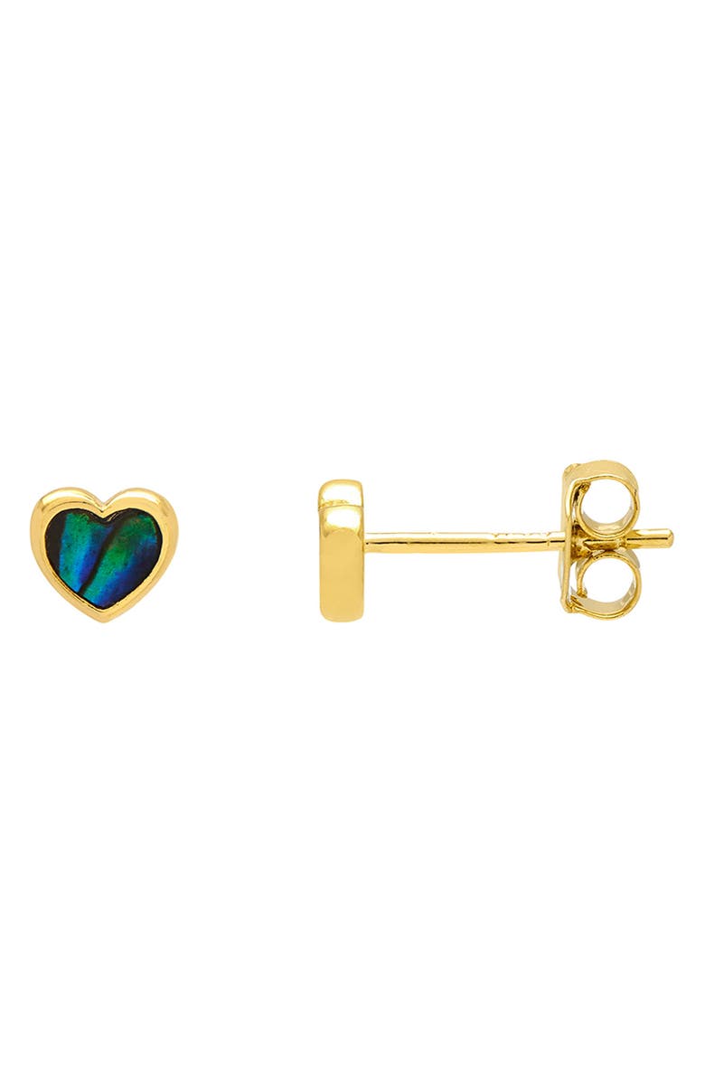 Estella Bartlett Abalone Heart Stud Earrings, Main, color, Gold