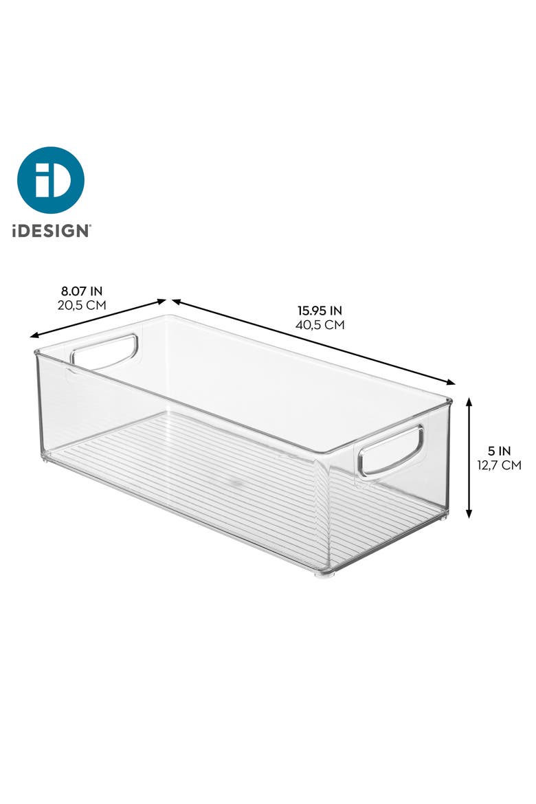 iDesign Stackable Storage Bin with Handles, Set of 4, Clear, Alternate, color, Clear