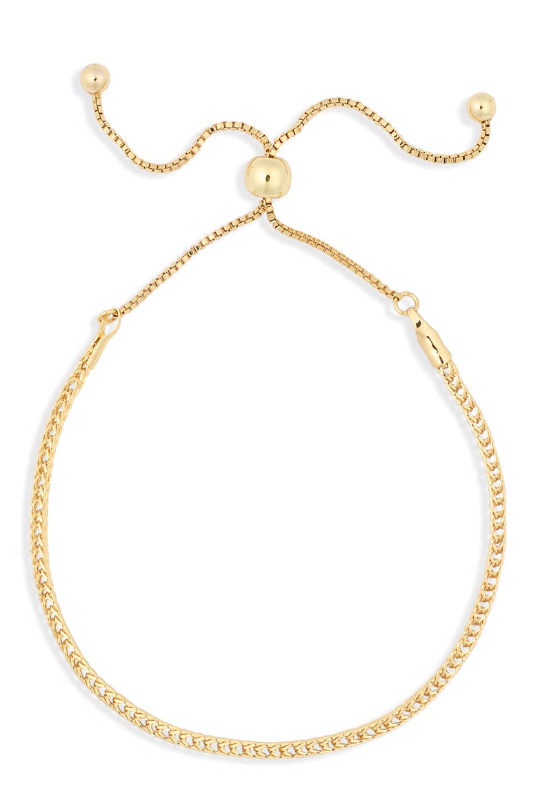 Demi Fine Herringbone Chain Slider Bracelet, Main, color, GOLD