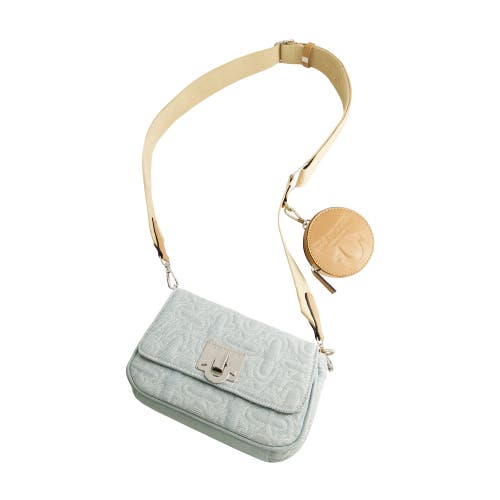 True Religion Quilted Denim Horseshoe Flap Crossbody In Blue