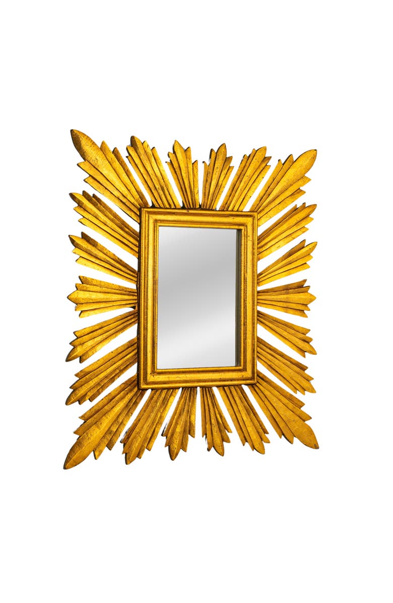 Storied Home Sunburst Rectangular Wall Mirror, Gold, Main, color, Gold