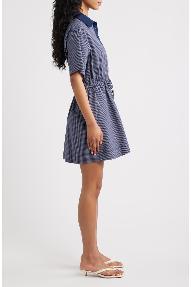 Aeeurra Checkered Cotton Minidress, Alternate, color, BLEU MARINE
