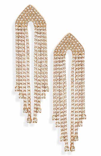 Open Edit Crystal Fringe Drop Earrings