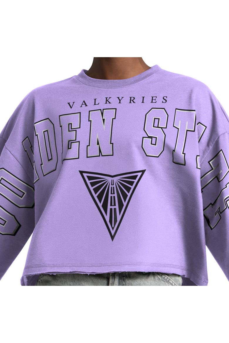 Women's Starter  Purple Golden State Valkyries Bleachers Cropped Drop Shoulder Sweatshirt, Alternate, color, Purple
