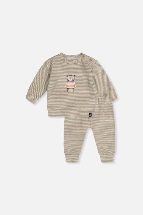 Organic Cotton Cozy Striped Pants and Long Sleeve Top Set