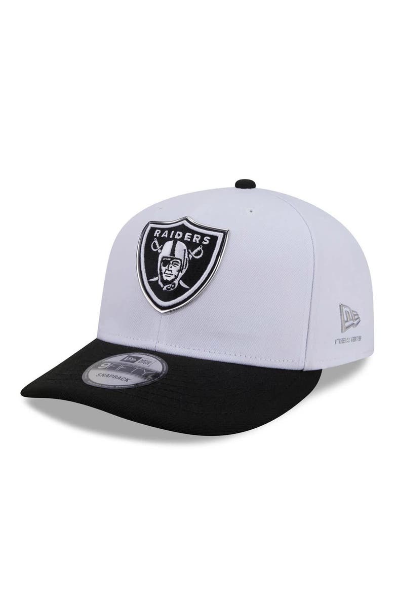 Men's New Era  White/Black Las Vegas Raiders 2026 NFL Draft Pre-Curved 9FIFTY Snapback Hat, Main, color, White