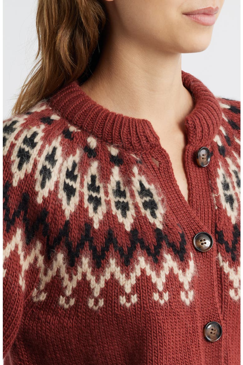 Clarke Cardigan, Alternate, color, BURGUNDY OLYMPIA FAIR ISLE