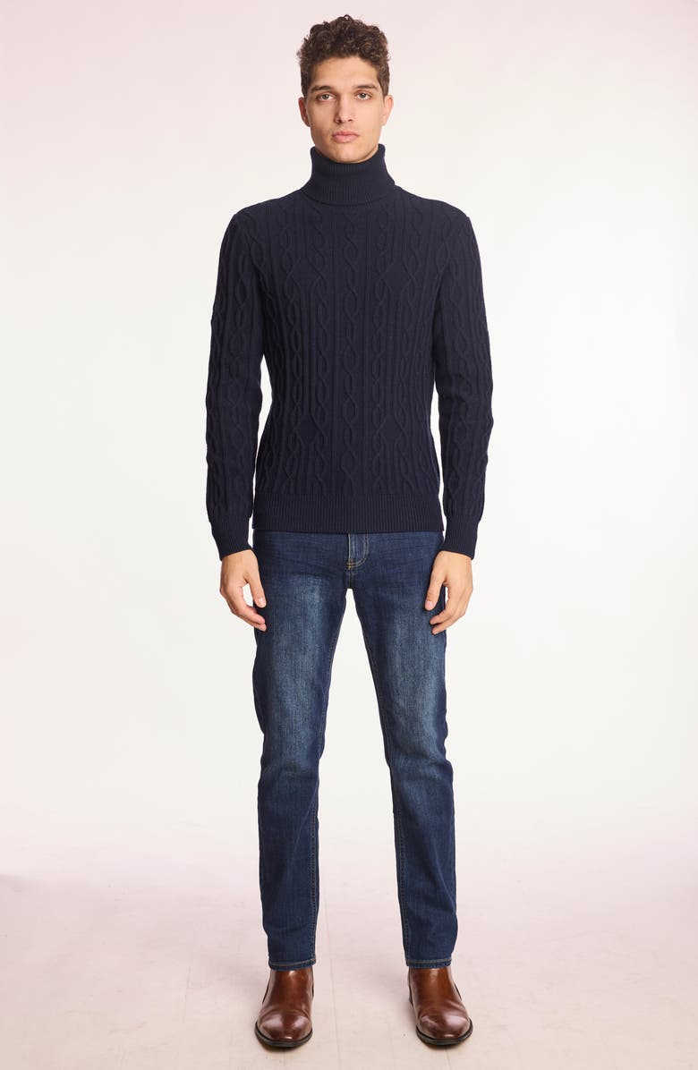 PAISLEY & GRAY Cable Stitch Turtleneck Sweater, Alternate, color, Sapphire Navy