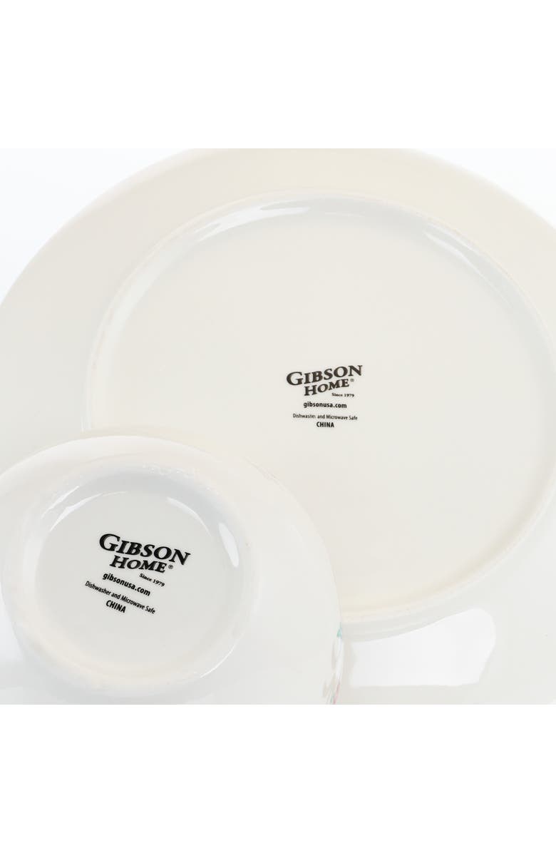 Gibson Home Floral Splash 16 Piece Round Fine Ceramic Dinnerware Set, Alternate, color, White