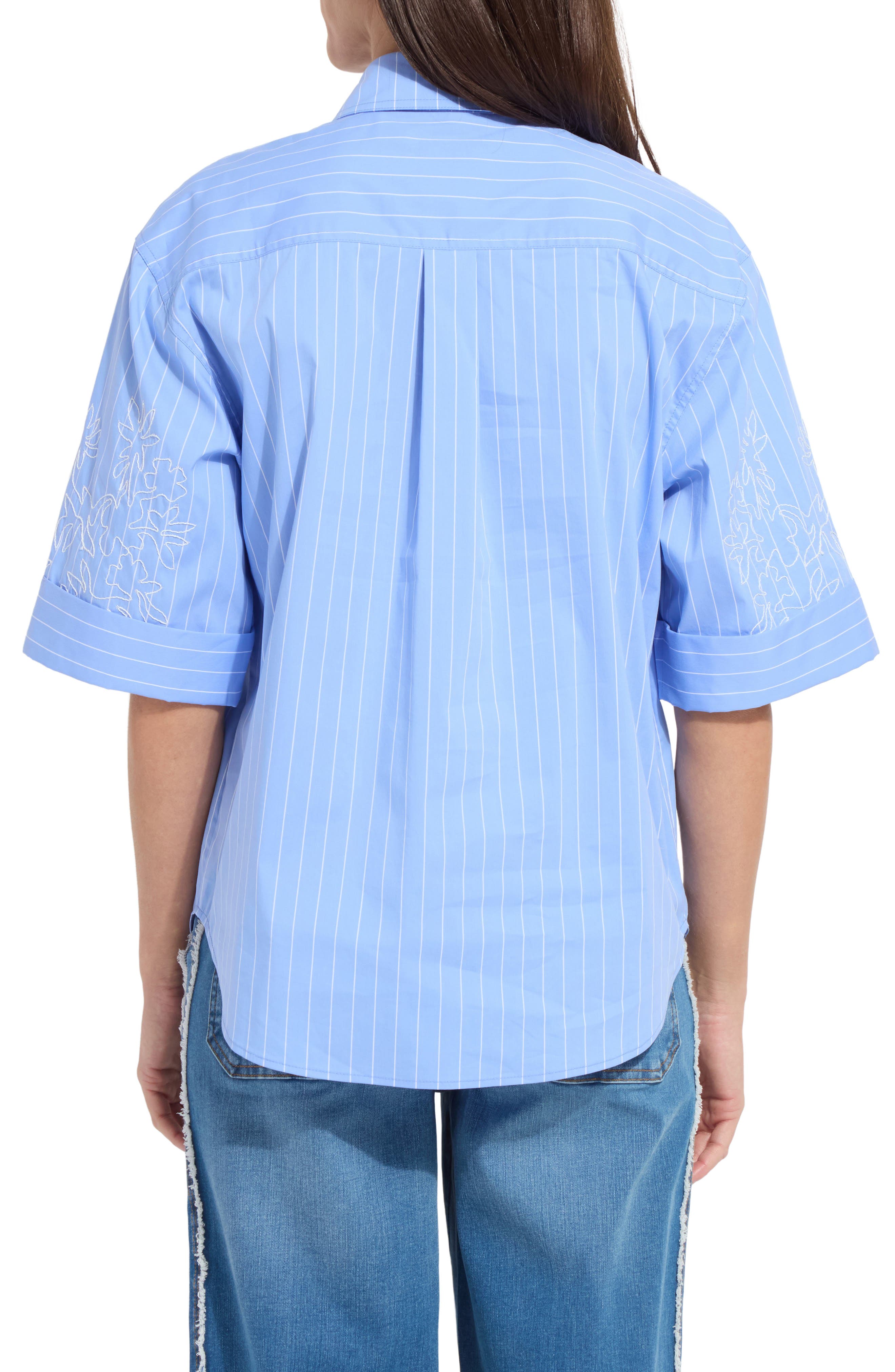 Hazel Embroidered Stripe Button-Up Shirt - image 2