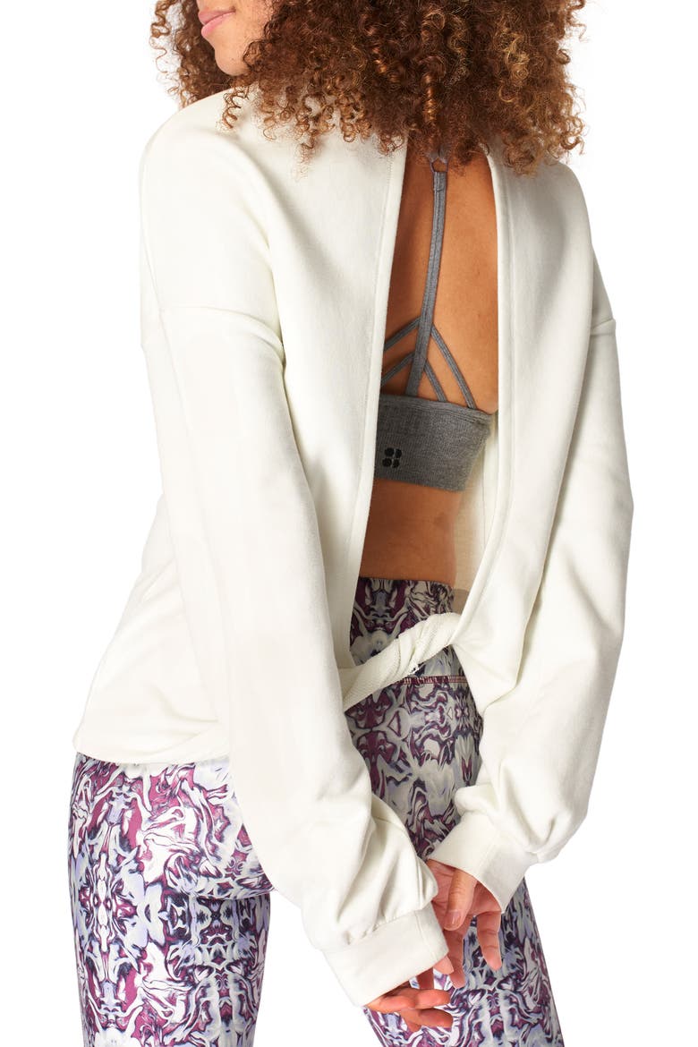 Recline Open Back Sweatshirt, Alternate, color, LILY WHITE