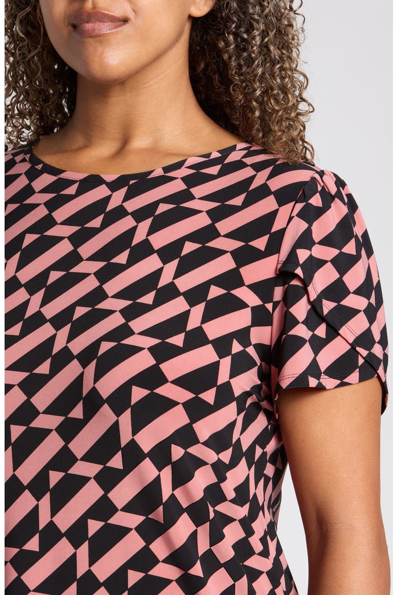 Gathered Tulip Sleeve Top, Alternate, color, ANNE BLACK/ PRIMROSE