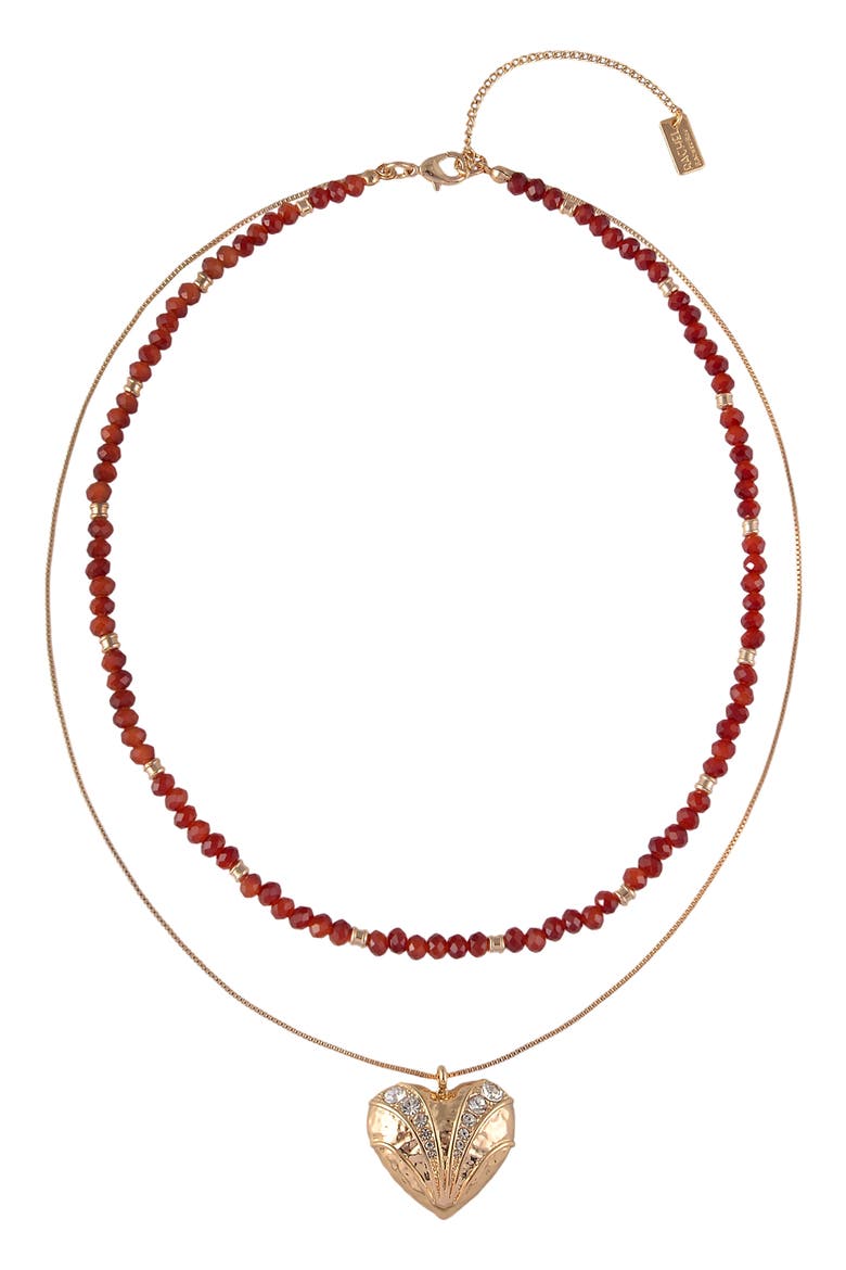 Heart Pendant Layered Necklace, Main, color, RED