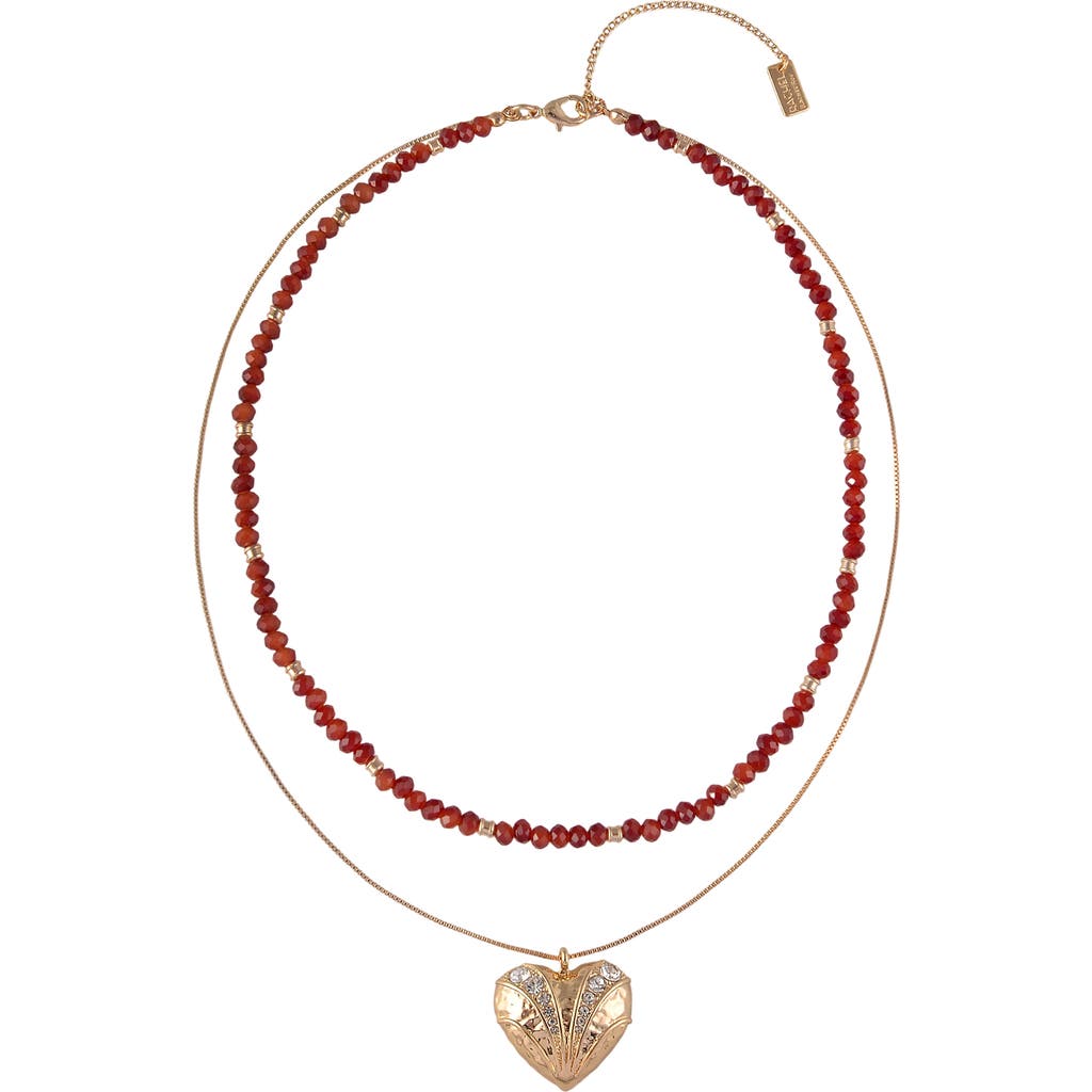 Rachel Roy Heart Pendant Layered Necklace In Red