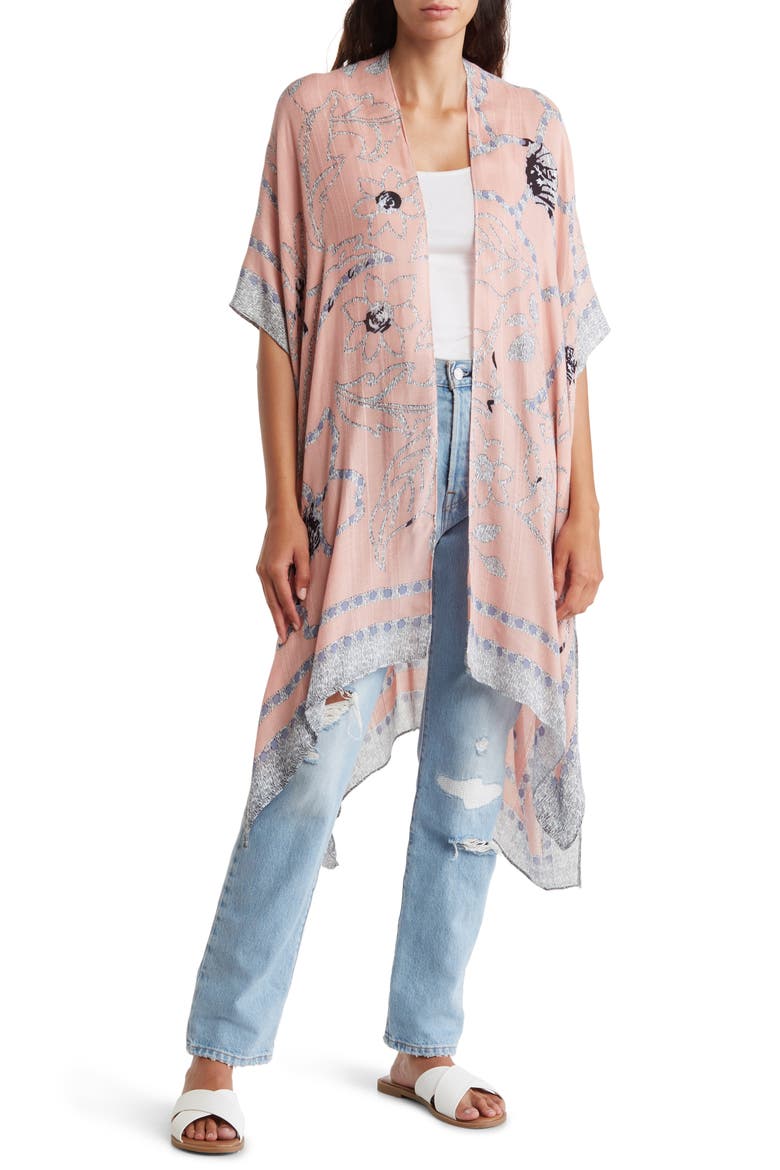 Mix Print Ruana, Main, color, PINK
