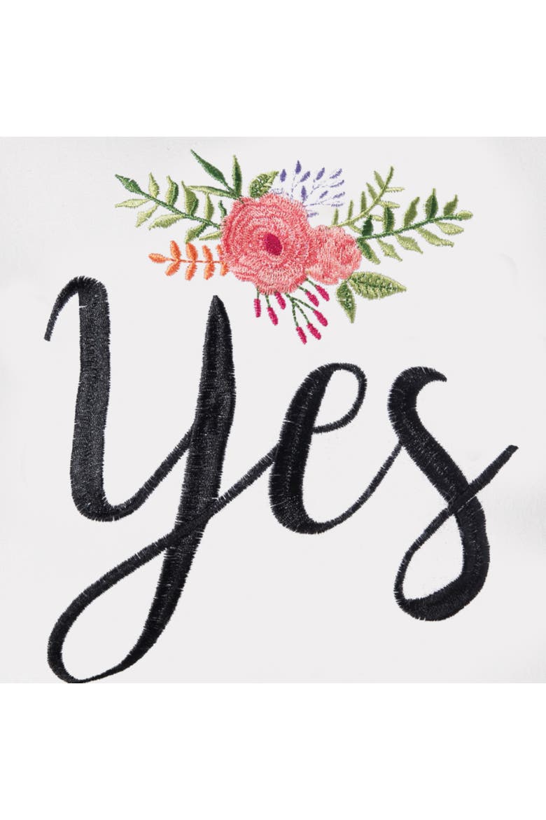 Yes/No Embroidered Small Petite Accent Throw Pillow, Alternate, color, Pink