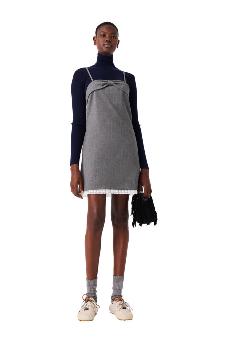 Short tailored dress with lace, Main, color, Grey