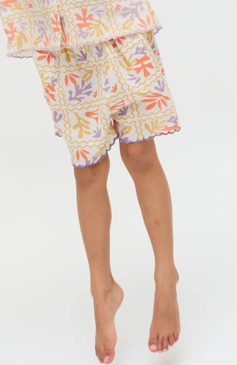 Gilly Scalloped Edge Matisse Print Shorts