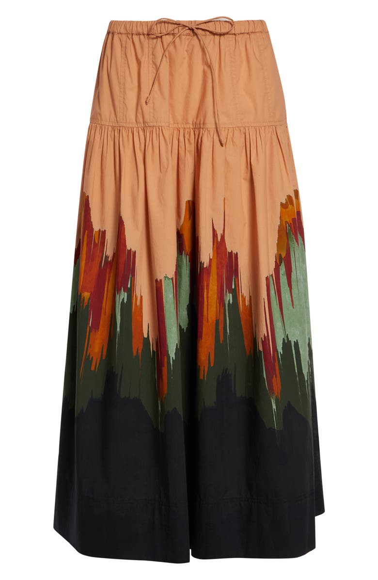Ulla Johnson Theodora Tiered Cotton Maxi Skirt, Alternate, color, Agate