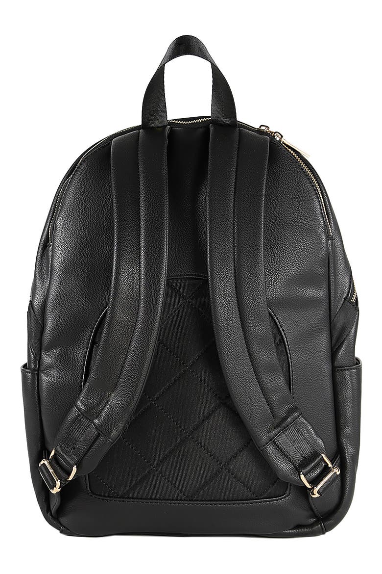 Faux Leather Diaper Backpack, Alternate, color, BLACK