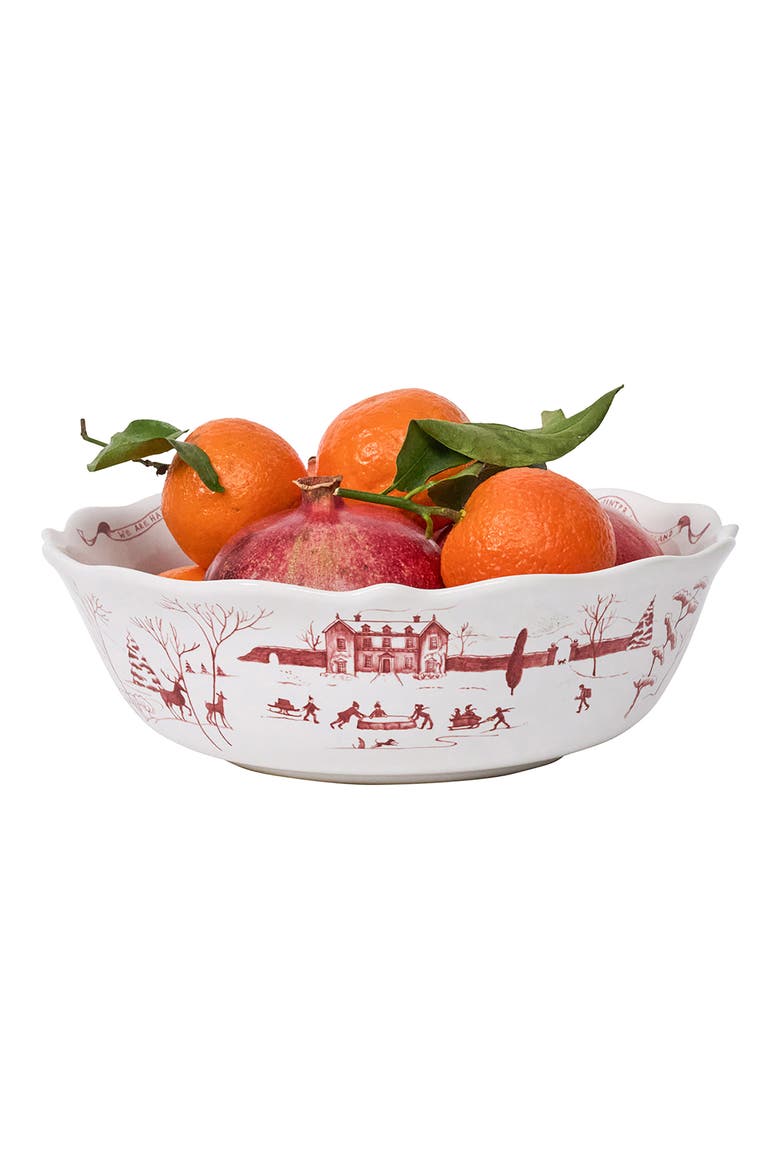Country Estate Winter Frolic Serving Bowl, Alternate, color, RUBY