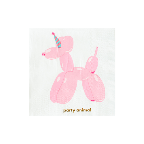 Jollity & Co Birthday Themed Cocktail Napkins In Party Animal
