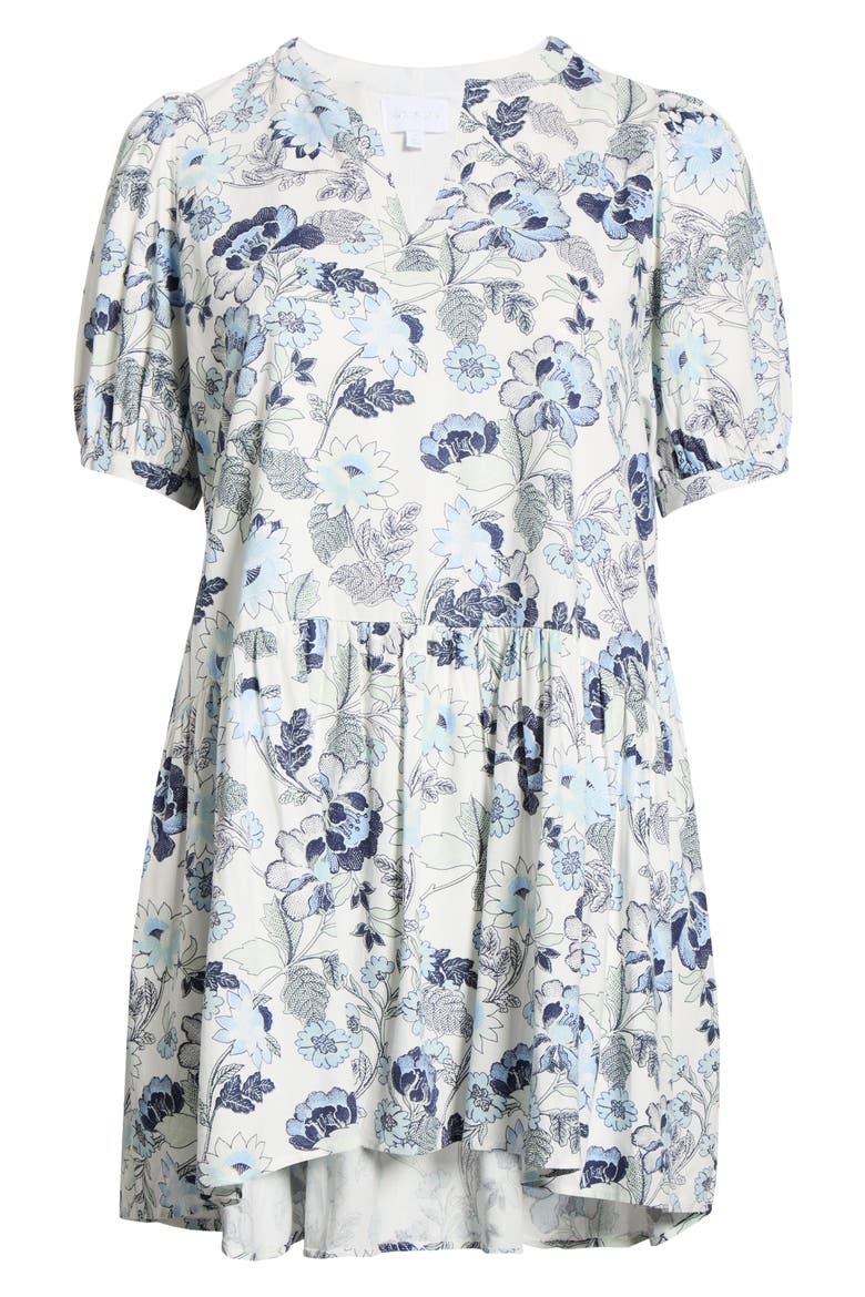 Wrenley Floral Print Minidress, Alternate, color, WHITE-BLUES