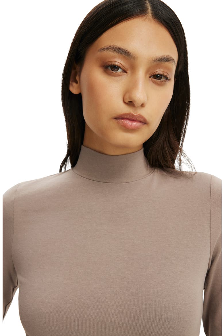 Women's 90s Mock Neck 3/4 Sleeve, Alternate, color, Washed Mocha