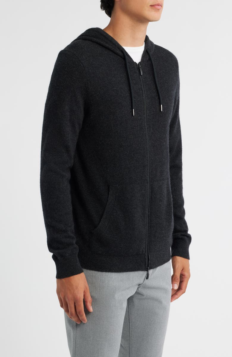 Robert Barakett Xander Cashmere Hooded Zip Cardigan, Alternate, color, Charcoal