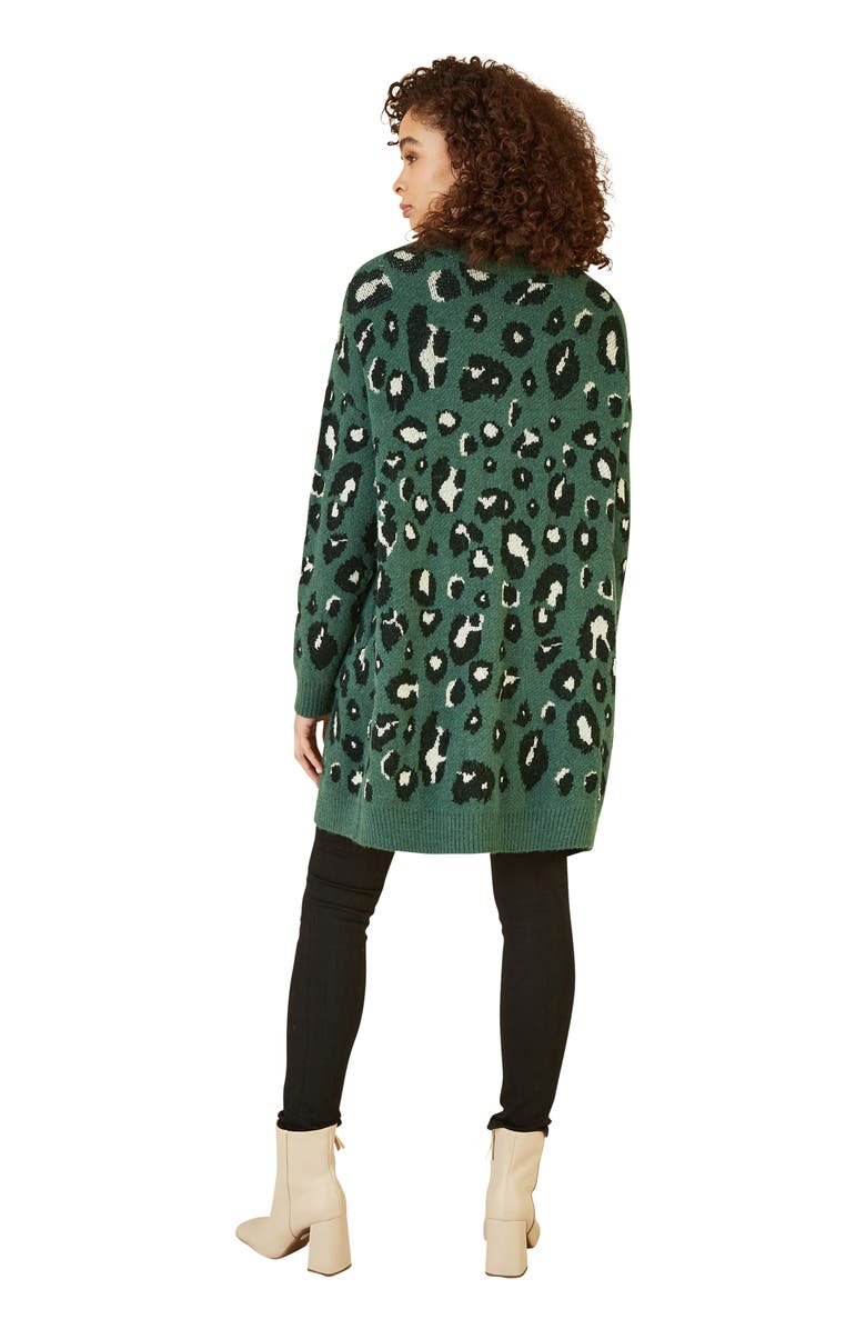 Yumi Animal Intarsia Knit Long Cardigan, Alternate, color, Green