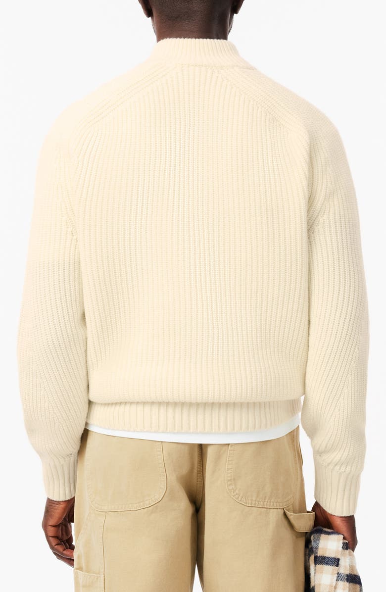 Lacoste Classic Fit Quarter Zip Wool Rib Sweater, Alternate, color, Lapland