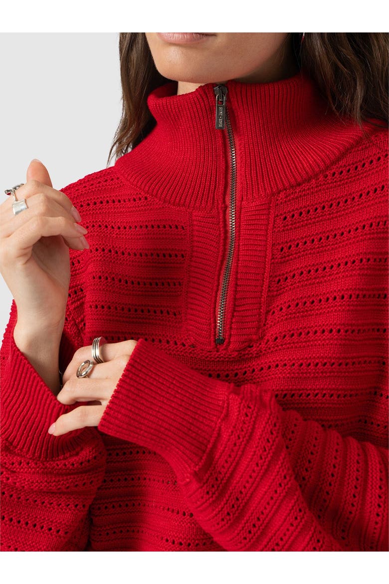 Ester Quarter Zip Knit Top, Alternate, color, Red