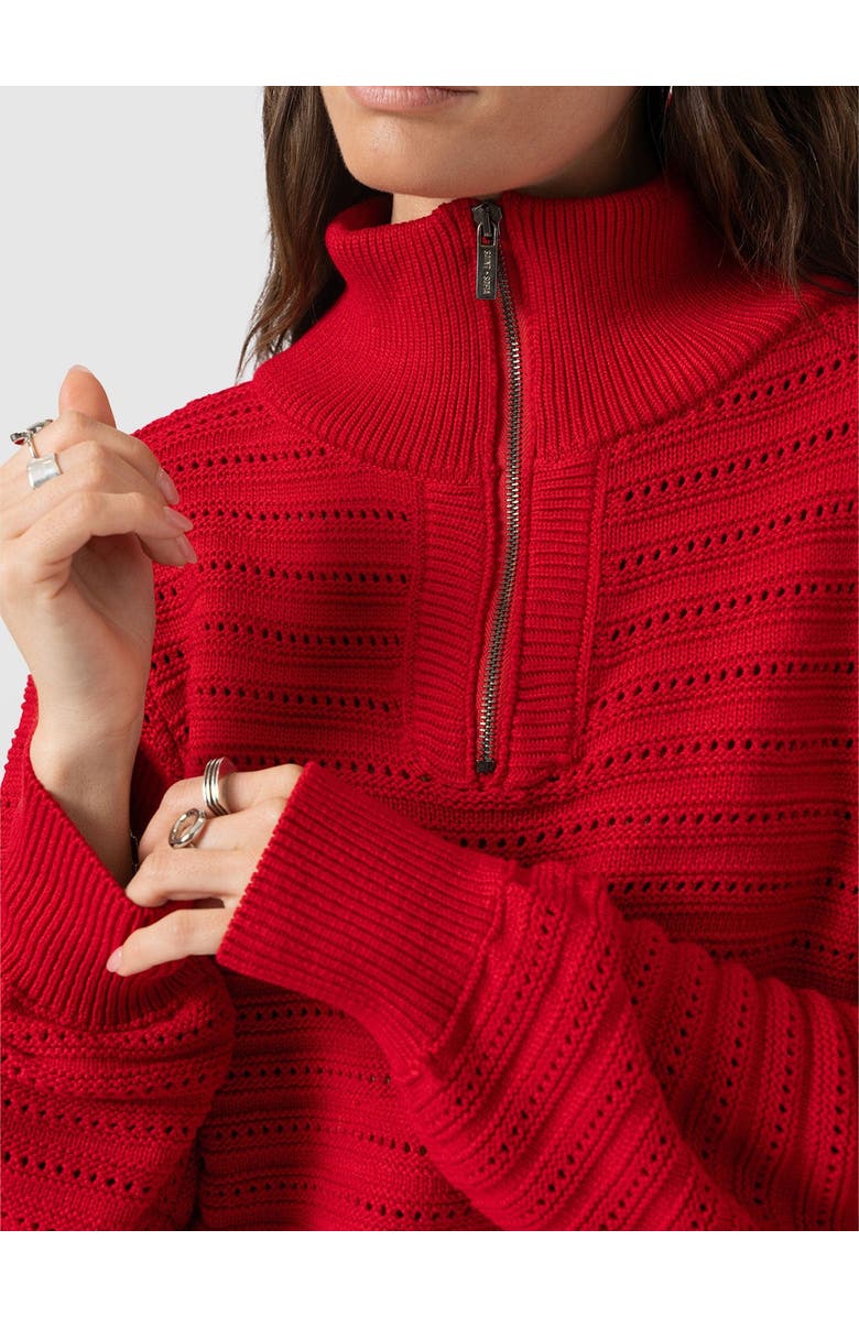 Saint + Sofia Ester Quarter Zip Knit, Alternate, color, Red