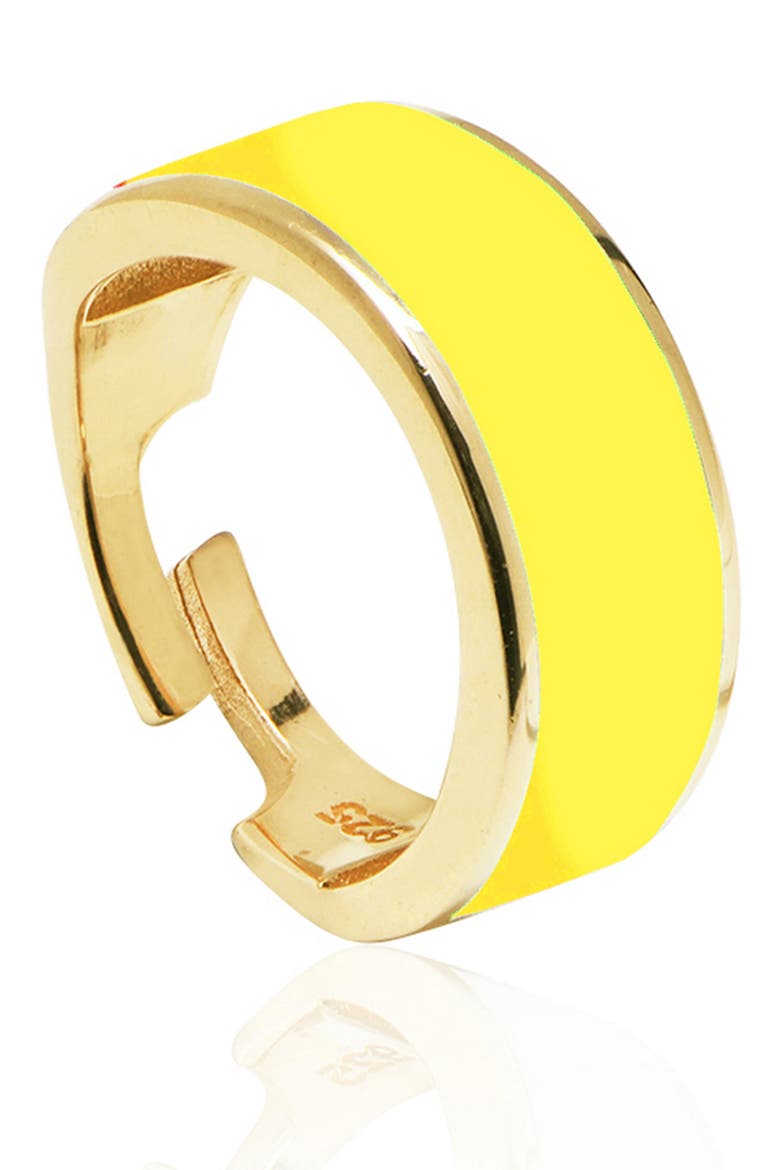 14k Yellow Gold Vermeil Candy Yellow Enamel Adjustable Ring, Main, color, GOLD