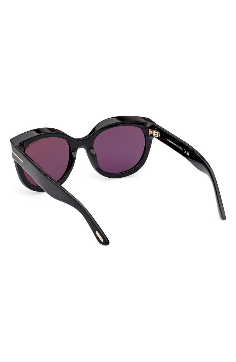 TOM FORD Tamara 54mm Round Sunglasses, Alternate, color, Shiny Black / Smoke