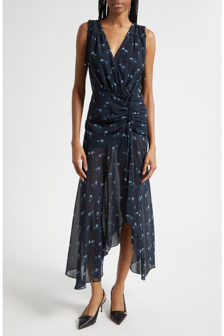 Dovima Floral Sleeveless Asymmetric Maxi Dress, Main, color, BLACK MULTI