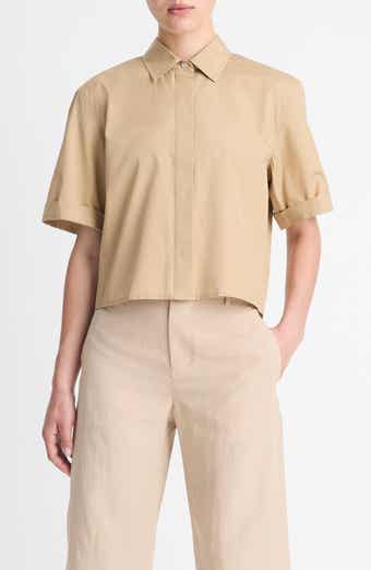 Vince Oversize Crop Cotton Shirt