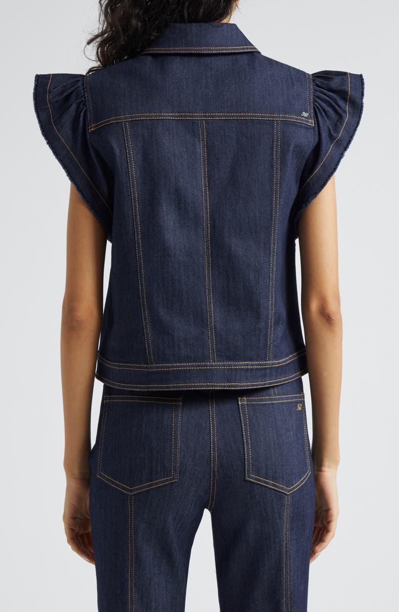 Cinq à Sept Adley Flutter Sleeve Denim Shirt, Alternate, color,