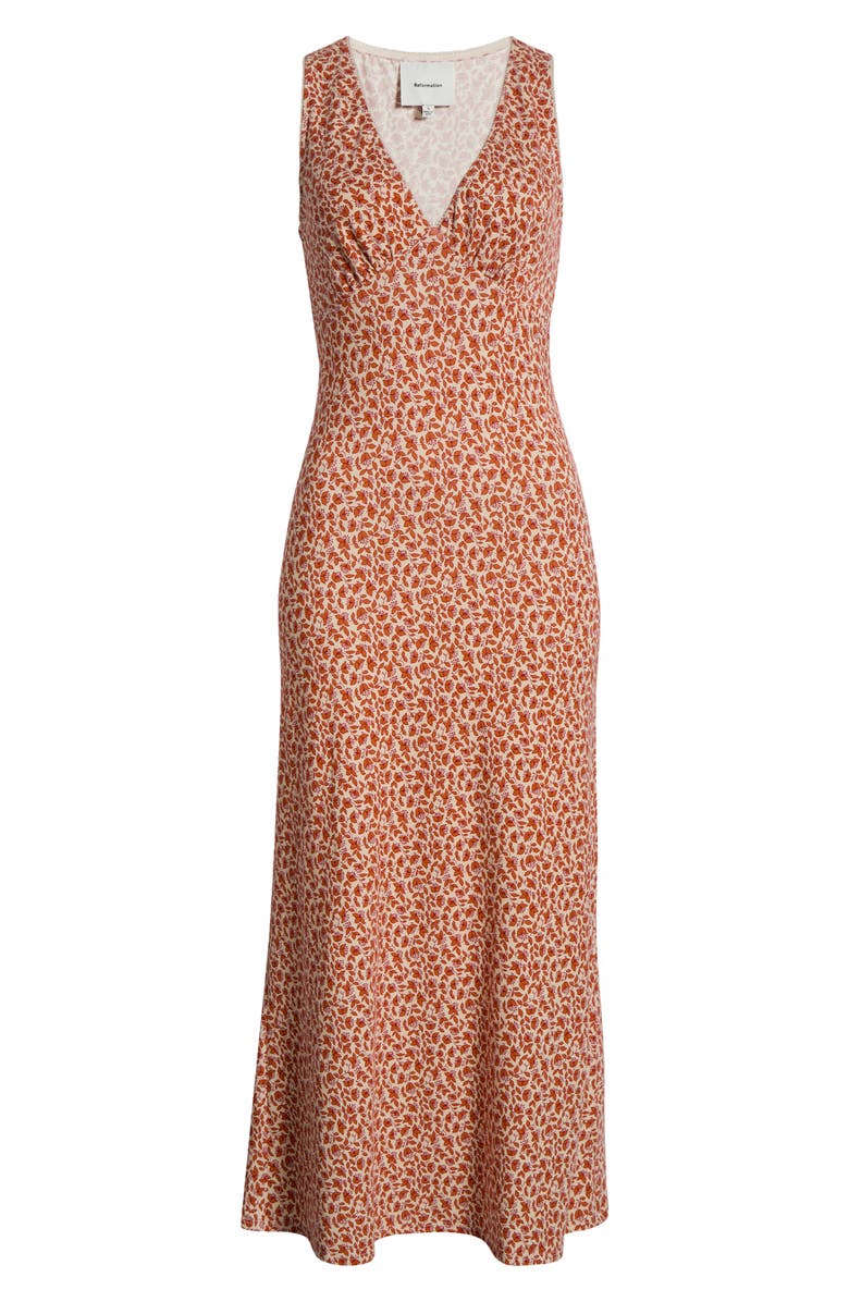 Reformation Brayden Floral Print Sleeveless Maxi Dress, Alternate, color, Mulberry